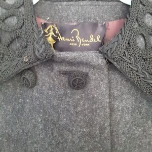 Henri Bendel Charcoal Princess Coat with Textured Accents